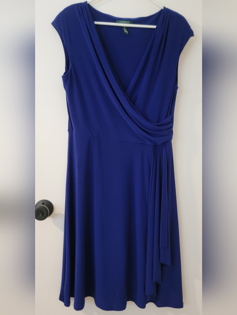 Ralph Lauren Blue Wrap-Front Womens Dress 14